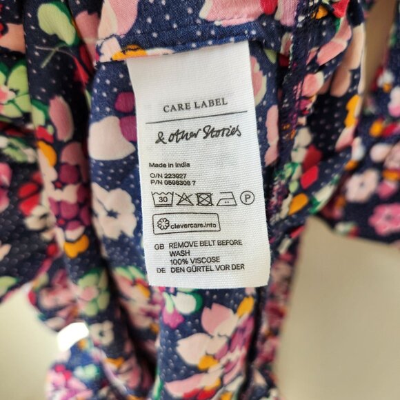 Paris Atelier & Other Stories Floral Dress Ruffle Long Sleeve Tie Frill Size 4 - Picture 10 of 10